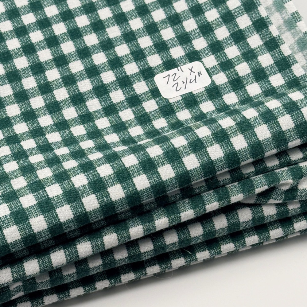 Gingham Check Fabric Sewing Quilting Material Green White 72 x 2.25 In Cotton
